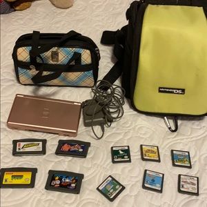Nintendo DS with games and accessories
